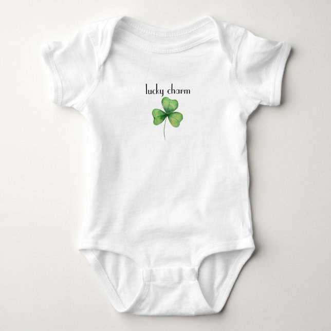 Lucky Charm Baby Bodysuit mit Kleeblatt Strampler (Vorderseite)