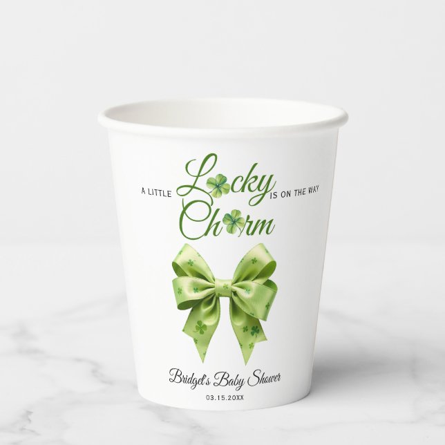Lucky Charm Bogen St. Patrick's Day Babydusche Pappbecher (Rückseite)