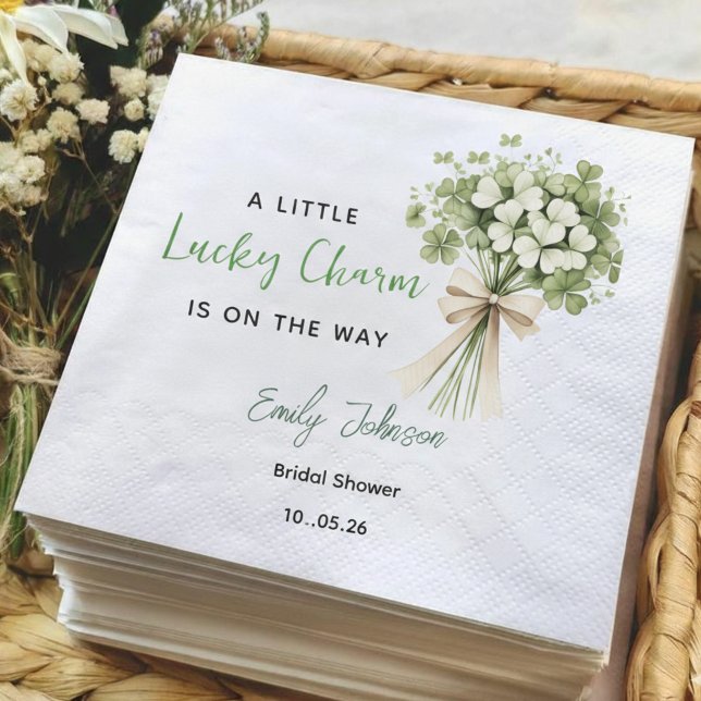 Lucky Charm Bridal Shower Party Napkins Greenery Serviette (Von Creator hochgeladen)