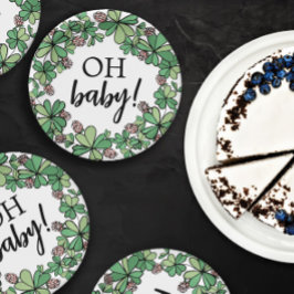 Lucky Charm Clover Oh Baby Girl Baby Dusche Pappteller