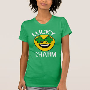 Lucky Charm Emoji Kleeblatt St Patricks Day Womens T-Shirt
