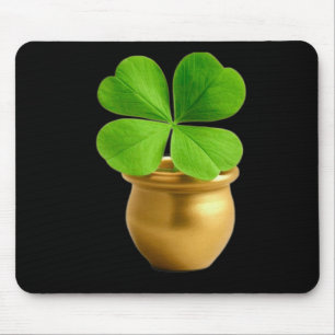 Lucky Charm Golden Pot mit vierblättriger Klee St. Mousepad