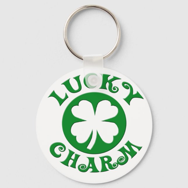 Lucky Charm Green/White Circle Schlüsselanhänger (Vorderseite)