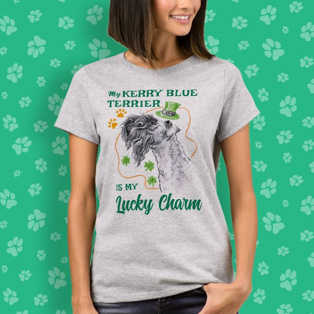 Lucky Charm Kerry Blue Terrier Irish Dog Mom Funny T-Shirt (Von Creator hochgeladen)