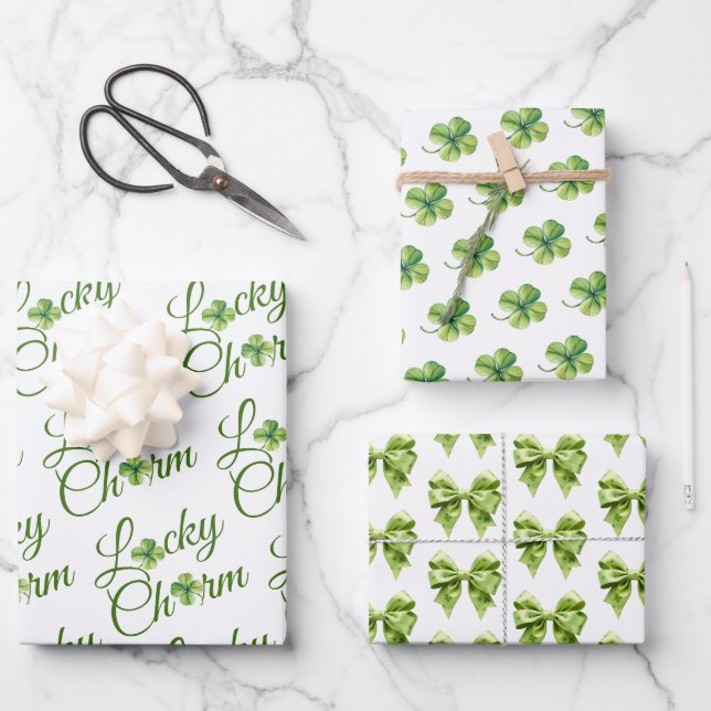 Lucky charm Klee St. Patrick's Day Baby Shower Geschenkpapier Set (Vorderseite)