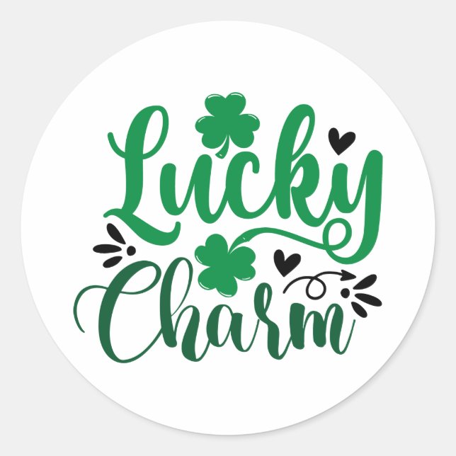 Lucky Charm Kleeblatt Runder Aufkleber (Vorderseite)