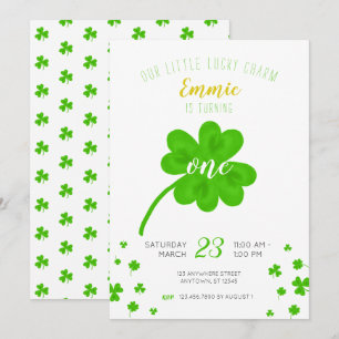 Lucky Charm Kleeblatt St. Patricks Tag Geburtstag Einladung