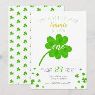 Lucky Charm Kleeblatt St. Patricks Tag Geburtstag Einladung