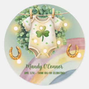 Lucky Charm Kleeblatt und Rainbow Baby Dusche Runder Aufkleber