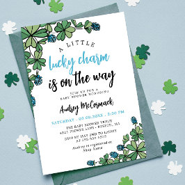 Lucky Charm On Way Boy Baby Dusche Einladung