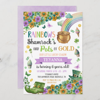 Lucky Charm Pot Gold Rainbow Sonnenblume Geburtsta Einladung