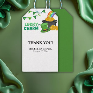 Lucky Charm Shamrock St. Patrick's Day Baby Shower Geschenkanhänger