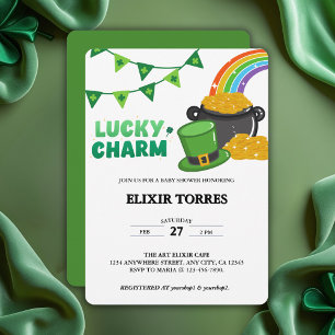 Lucky Charm Shamrock St. Patrick's Day Babyparty Einladung