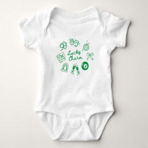 Lucky Charm St Patricks Day Lucky Clover Baby Strampler