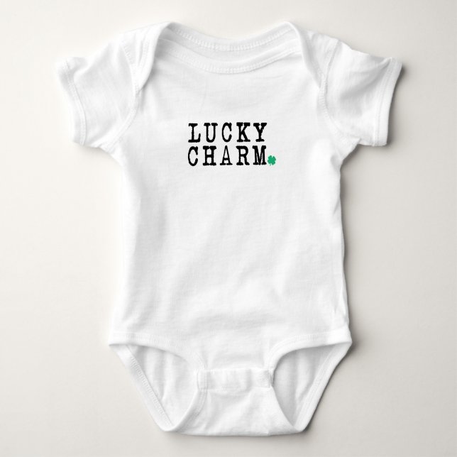 Lucky Charm St Patricks Day Lucky Clover Baby Strampler (Vorderseite)