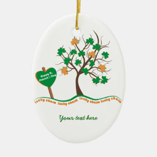 Lucky Charme Baumklee Kleeblatt St. Patricks Day Keramikornament