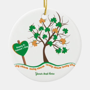 Lucky Charme Baumklee Kleeblatt St. Patricks Day Keramikornament
