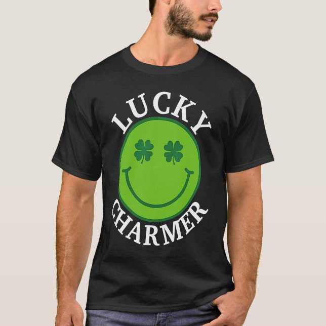 LUCKY CHARMER Happy Face St Patrick's Day Boys Gi T-Shirt (Vorderseite)