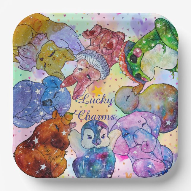 Lucky Charms - Süße Tiere Pappteller (Vorderseite)