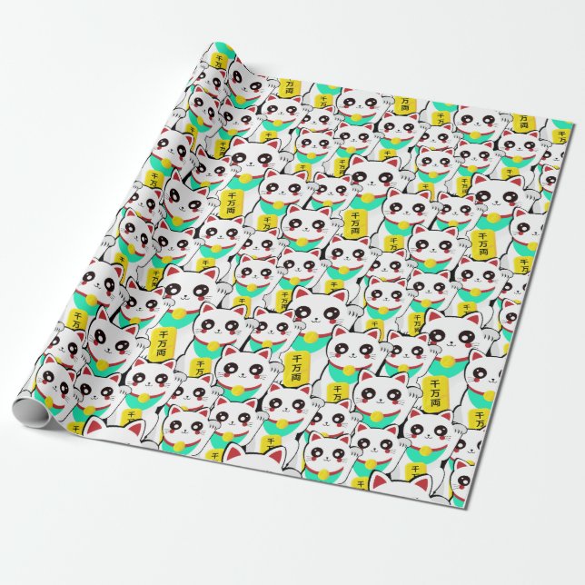 Lucky Chinese Cat Geschenkpapier (Ungerollt)