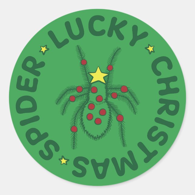 Lucky Christmas Spider Runder Aufkleber (Vorderseite)