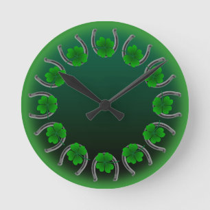 Lucky Clock St. Patrick's Lucky Charm Wall Clock Runde Wanduhr