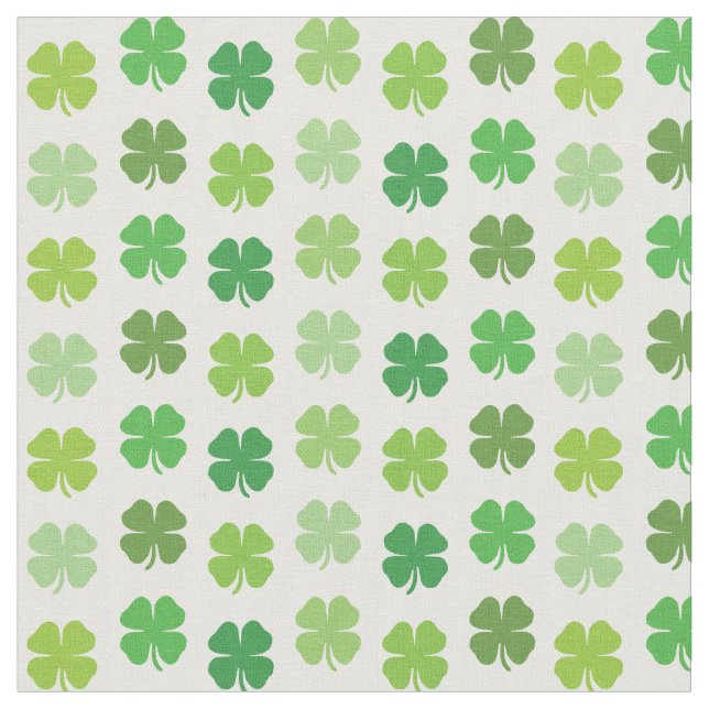 Lucky Closing Stoff weiß mit grünen Kleeblättern (Nahaufnahme)
