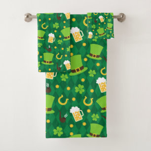 Lucky Clover Beer Horseshoe Irish St Patrick Badhandtuch Set