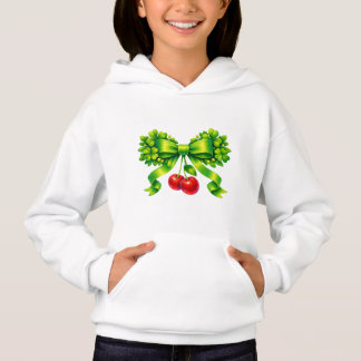 Lucky Clover Bow with Cherries Green Design Hoodie