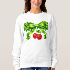 Lucky Clover Bow with Cherries Green Design Sweatshirt