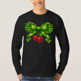 Lucky Clover Bow with Cherries Green Design T-Shirt
