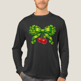 Lucky Clover Bow with Cherries Green Design Tri-Blend Shirt