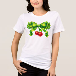 Lucky Clover Bow with Cherries Green Design Tri-Blend Shirt