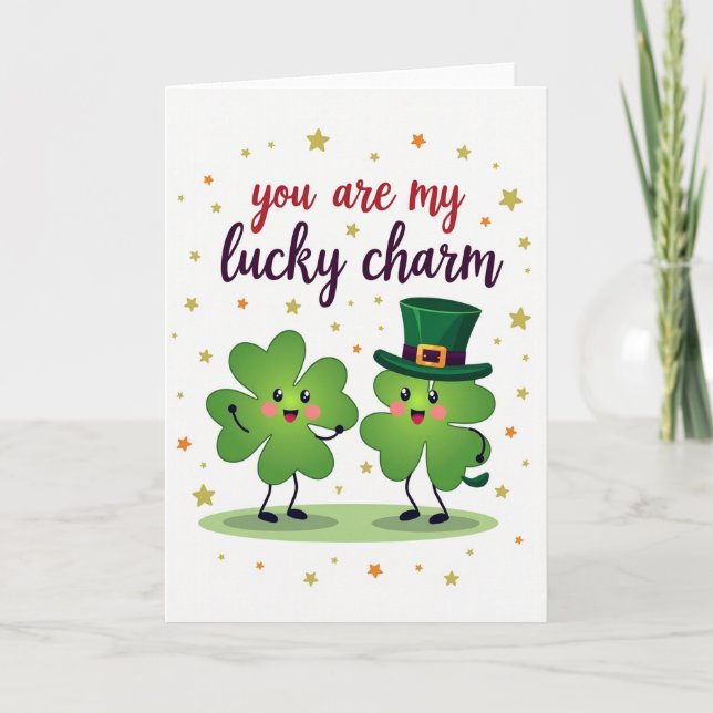 Lucky Clover Charm Card Karte (Vorderseite)