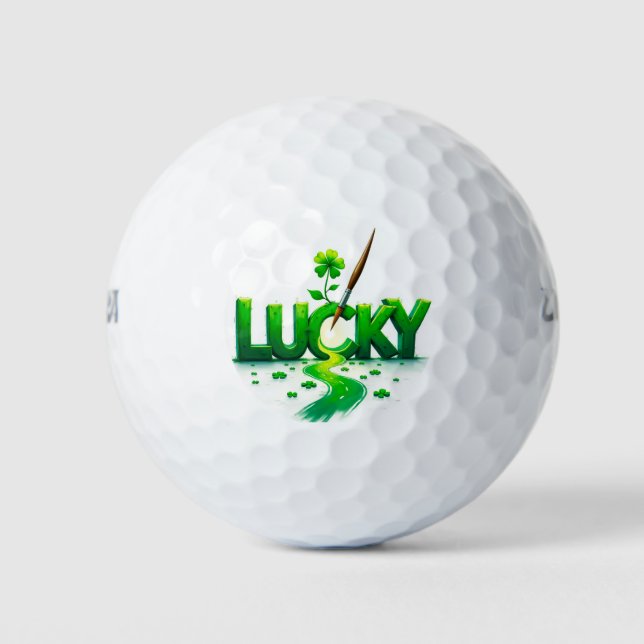 Lucky Clover Design für St. Patrick's Day Golfball (Vorderseite)