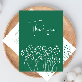Lucky Clover Emerald Green Chic Moderne Hochzeit Dankeskarte