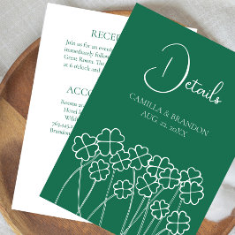 Lucky Clover Emerald Green Modern Wedding Begleitkarte