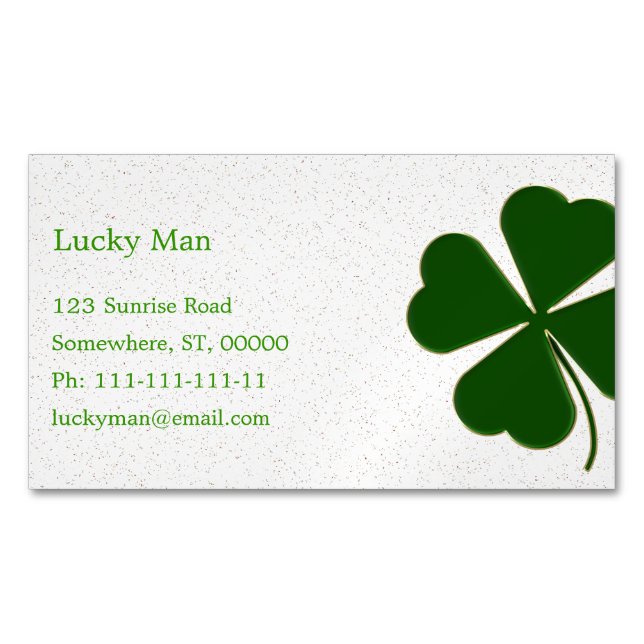 Lucky Clover | Floral Magnetische Visitenkarte (Vorderseite)