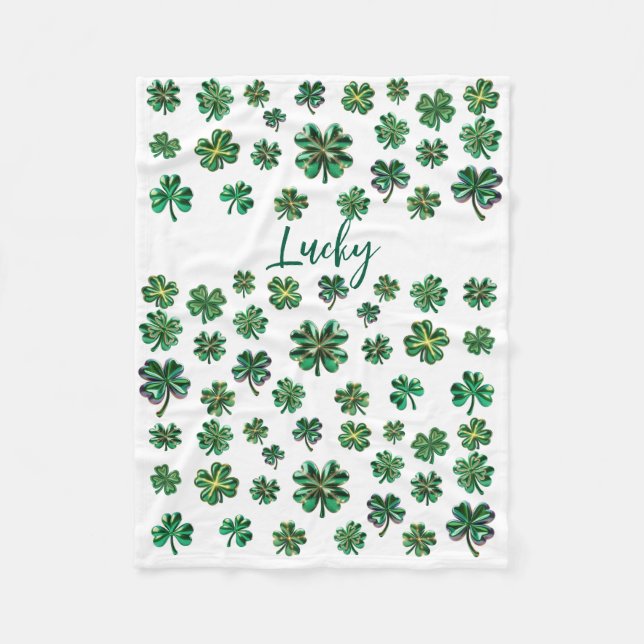 Lucky Clover Kleeblatt Fleece Blanket (Vorderseite)