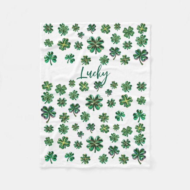 Lucky Clover Kleeblatt Fleece Blanket (Vorderseite)