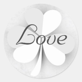 Lucky Clover Liebe Irisch Grau und Weiß Runder Aufkleber