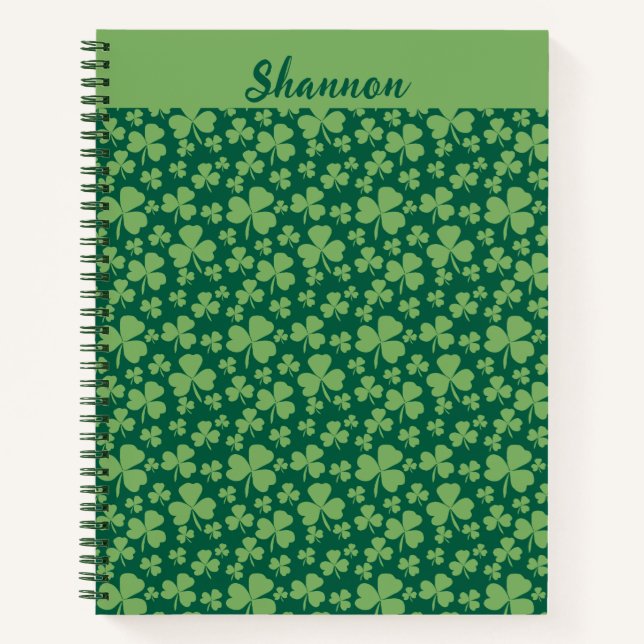 Lucky Clover Muster Spiral Notebook Notizbuch (Vorderseite)