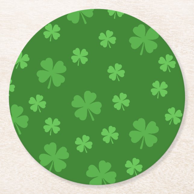 Lucky Clover Pattern Runder Pappuntersetzer (Vorderseite)