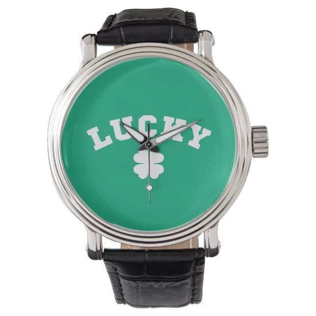 Lucky Clover St. Patricks Day Armbanduhr (Vorderseite)
