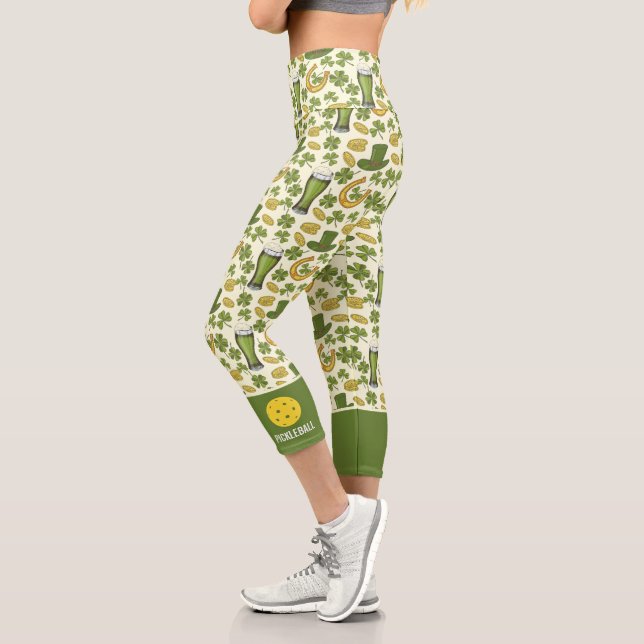 Lucky Clover St Patricks Day Custom Pickleball Cap Capri Leggings (Links)