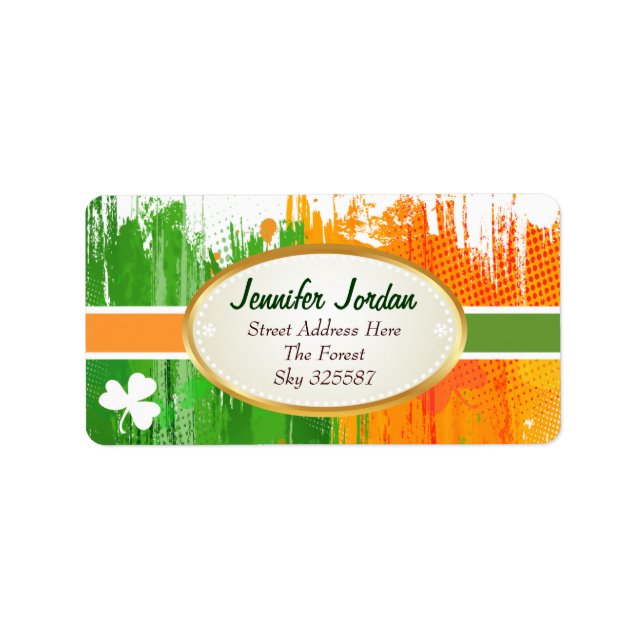 Lucky Clover & Tinte Hintergrund Adressaufkleber (Vorne)