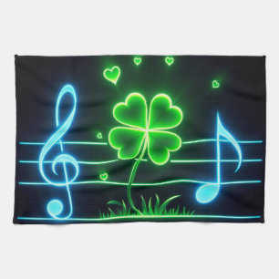 Lucky Clover und Musiknoten Geschirrtuch
