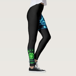 Lucky Clover und Musiknoten Leggings