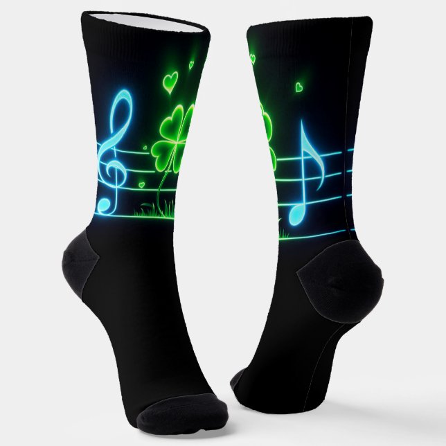 Lucky Clover und Musiknoten Socken (Gewinkelt)
