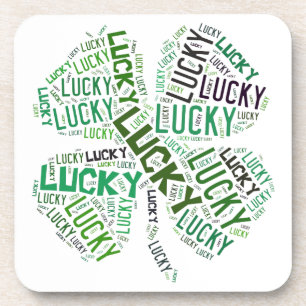 Lucky Clover Word Art Cork Dessous de verre